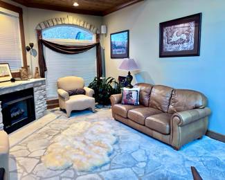 Leather Sofa, Armchair and Décor 