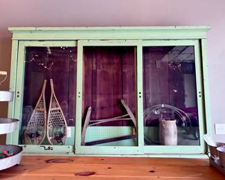 Antique / Primitive Buck Saw, Antique Cabinet, Antique Snow Shoes