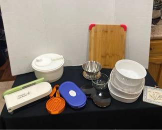 French White CorningWare Pieces And Other Helpful Kitchen Items