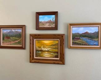 4 Paintings In Wooden Frames