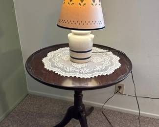 Nice Round Table And A Lamp