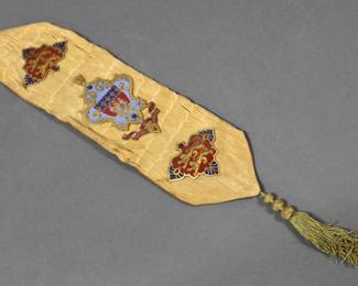 Antique Silk Heraldic Banner or Wall Hanging. French Coat of Arms