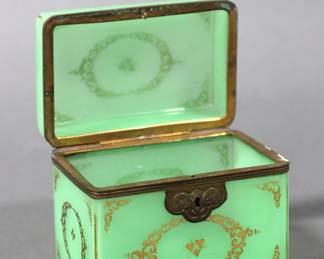 Opaline Jewelry Casket Dresser Box - Uranium Glass