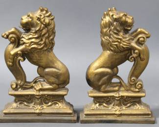 Lion Door Stops or Bookends made of Steel 15" Tall