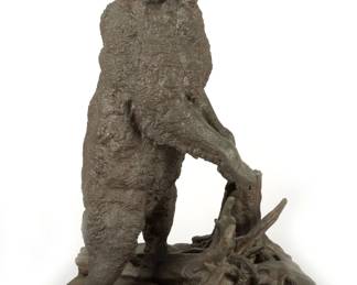 Marble Base Bronze Statue "Bear". Russian Sculpture, artist Evgeni Alexandrovich Lanceray