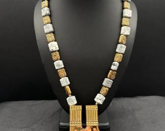 Egyptian Inspired Signed 1995 Carlton Ridge For Sutton Hoo Statement Necklace