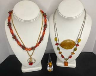 Wire Wrapped Necklace with Faux Stone Necklaces