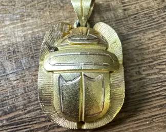 Unstamped 14K Gold Scarab Pendant