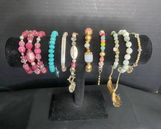 Beaded Bracelets with Glass Metal and Stone Beads