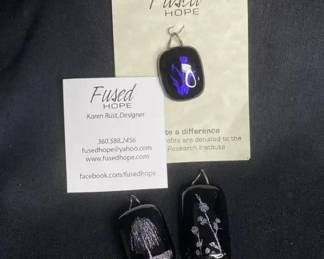 3 Fused Hope Dichroic Glass Pendants