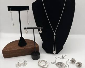 Sparkly SilverToned Collection Of Necklaces And Earrings