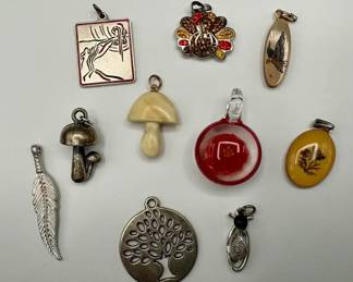 Pendant And Charm Assortment Featuring Vintage Mushrooms