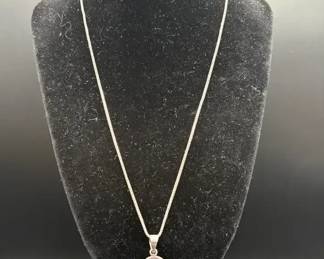 Egyptian Revival Hieroglyphic Cartouche Sterling Silver Pendant Necklace