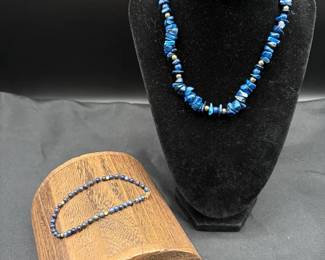 Faux Lapis Lazuli Necklace With Sodalite Bracelet With 14K Clasp