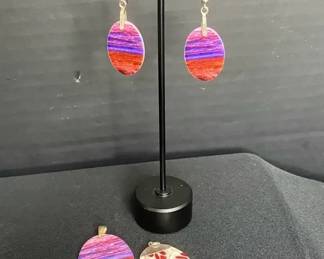 925 Earrings and Pendant Set with Additional Multicolor Pendant