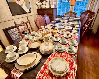 DISHES, CHAIRS FOR DINING TABLE