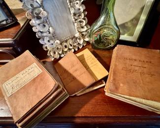 OLD LEATHER BOUND BOOKS, BANK BOOKS