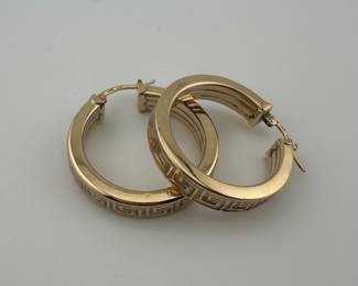 Greek Key 14k Gold Hoop earrings