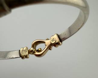 14k yellow/rose gold sterling bangle with diamonds
