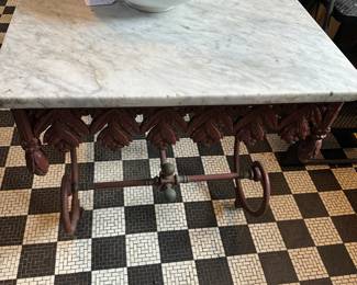 Marble top iron bottom French confectionery cart