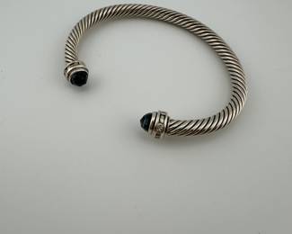 David Yurman Blue Topaz Diamond Cable bracelet