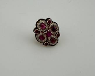 Extravagant Ruby Diamond Enamel cocktail ring. 