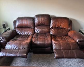 Leather sofa with electric foot rest