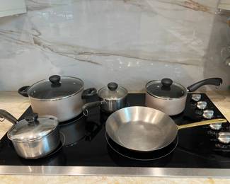 Pots and pans, mostly copper or copper bottom, with lids
$10 each 