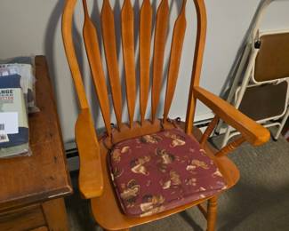 Wooden Chair with Chicken chair pad, Step stool