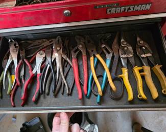 Tool Chest with Tools, Pliers, Tin Snips