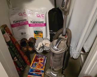 Vacuum cleaner, vacuum cleaner bags, wrapping paper, slippers