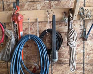 Air Hose, Drop Light, Ropes Come Along