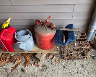 Gas cans, Watering can
