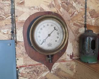 Antique brass steam pressure gauge