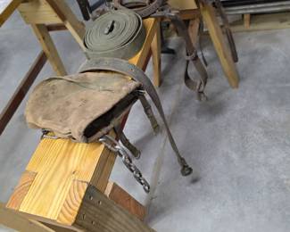 Canvas Tool Bag, Straps, Saw Horse