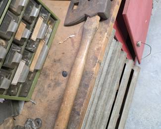 Axe, vintage small parts cabinet