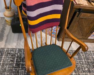 Wood Rocking Chair with pad, Handmade blanket
