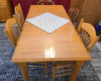 Long narrow kitchen table with leaf and chairs