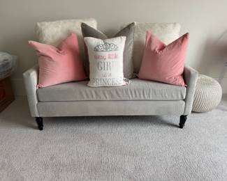 Modern Velvet Loveseat with Decorative Pillows