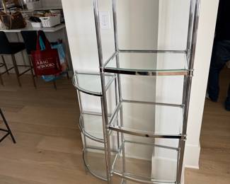 Modern Chrome and Glass Tiered Shelf Unit