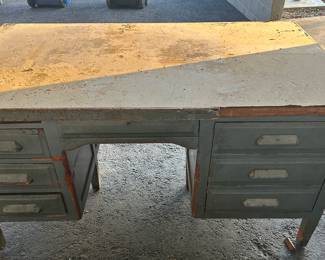 vintage mid-century modern metal tanker desk 