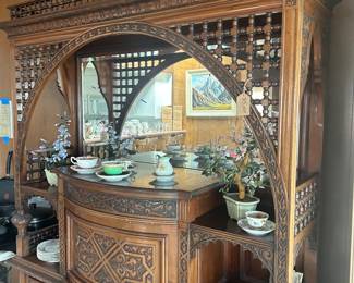 Beautiful large scale carved wood and beautiful detailed cabinet/ buffet 