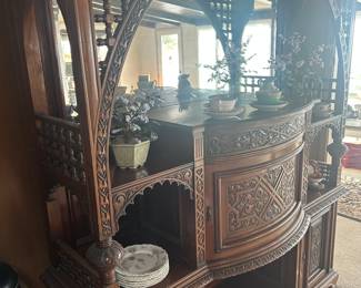 Beautiful large scale carved wood and beautiful detailed cabinet/ buffet 