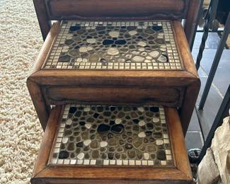 Beautiful rock, mosaic nesting tables