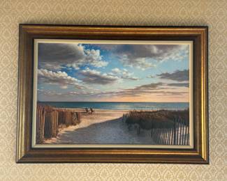Vintage beach oil painting 