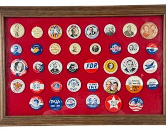 Vintage Presidential Campaign Buttons In Frame
