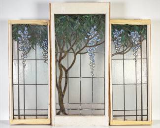 (3pc) Antique Tiffany Style Stained Glass Window
