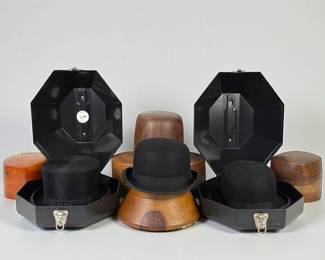 Group of Vintage Wood Hat Blocks & Hats
