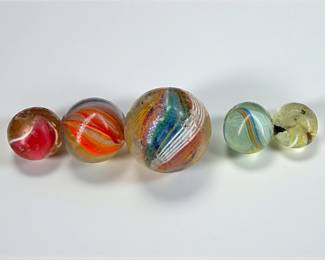 (5) German Swirl Marbles (E)
