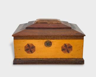 Antique French Inlaid Wood Box
